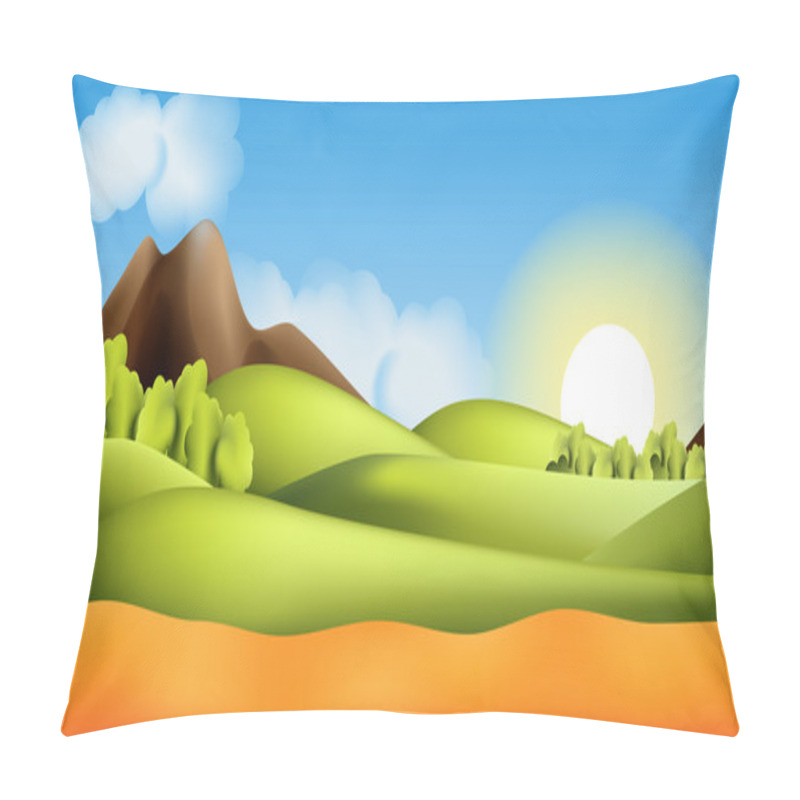 Personality  Parallax Landscape Cartoon Seamless Repeating Background Pillow Covers