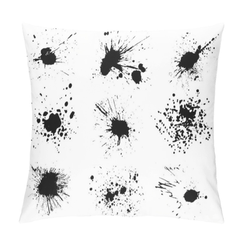 Personality  Vector Black And White Ink Splash, Blot And Brush Stroke, Spot, Spray, Smudge, Spatter, Splatter, Drip, Drop, Ink Blob Grunge Textured Elements For Design, Background. Pillow Covers