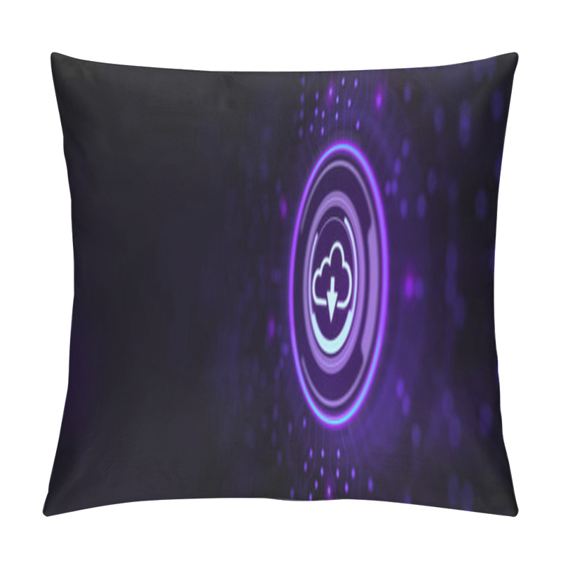 Personality  Download Cloud Icon. Hand Pressing Button On Virtual Screen. Pillow Covers