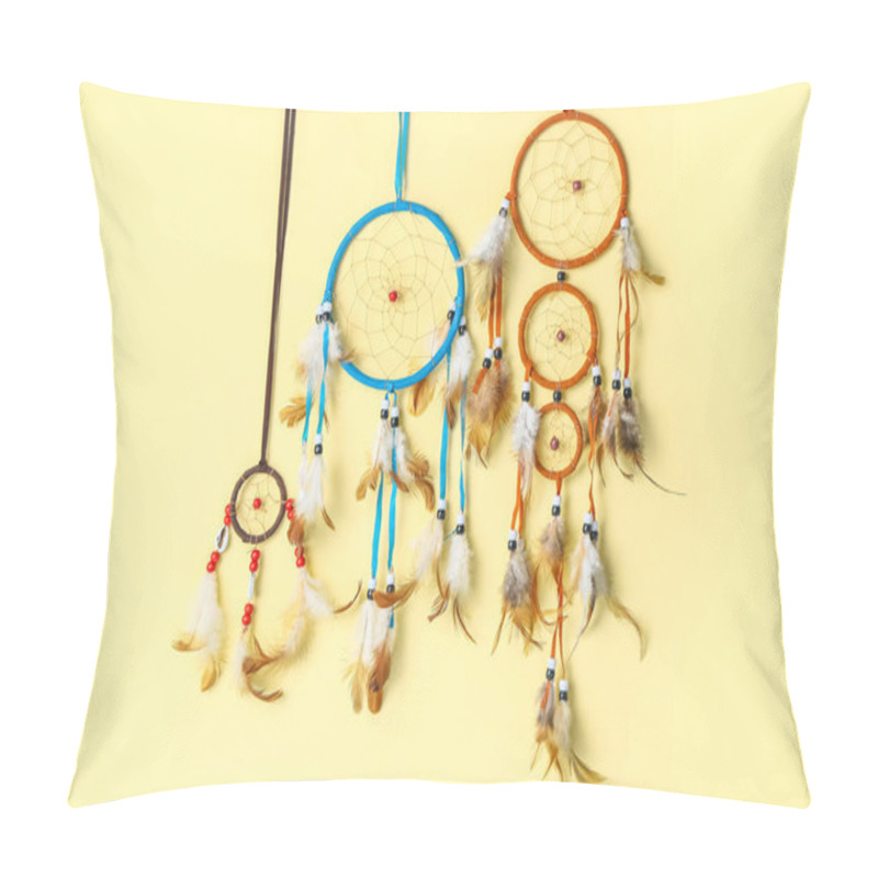 Personality  Beautiful Dreamcatchers On Beige Background Pillow Covers