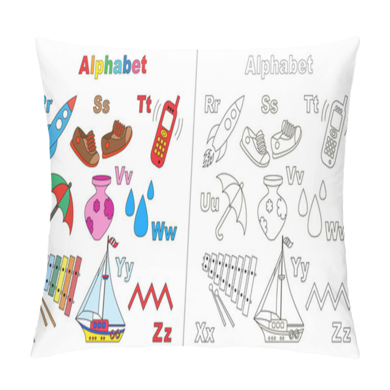 Personality  Alphabet For Children. R-Z. Isolated Letters. Pillow Covers