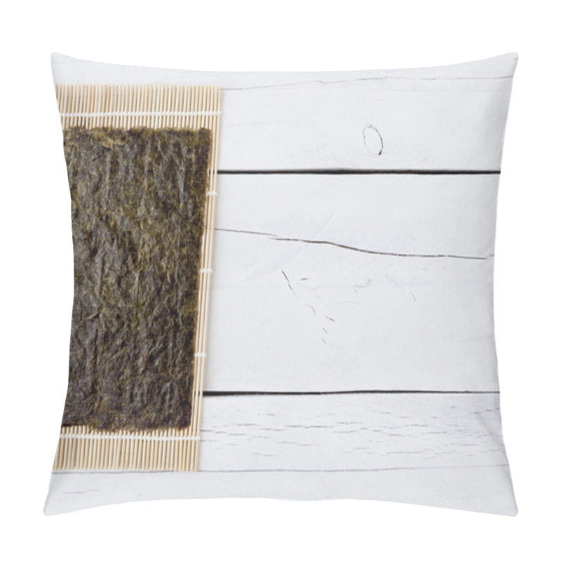 Personality  Dried Seaweed And Makisu On A White Table Pillow Covers