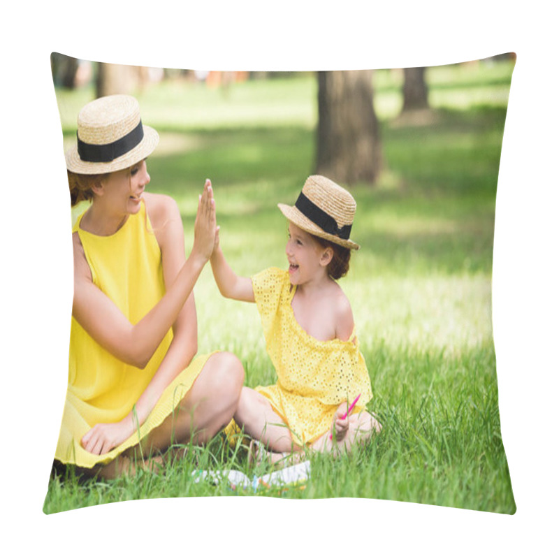 Personality  Mother And Daughter Playing In Park  Pillow Covers