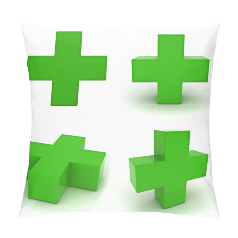 Personality  Collection Of Green Plus Sign Isolated On White Background Pillow Covers