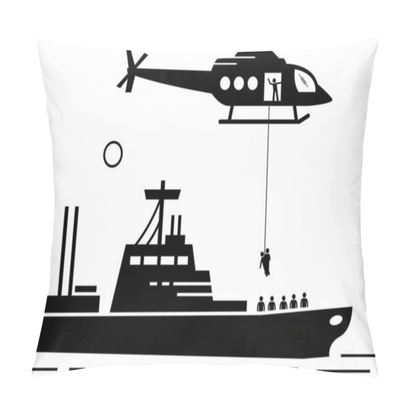 Personality  Minimalistic Vector Illustration Of  Rescue Operation Concept Pillow Covers