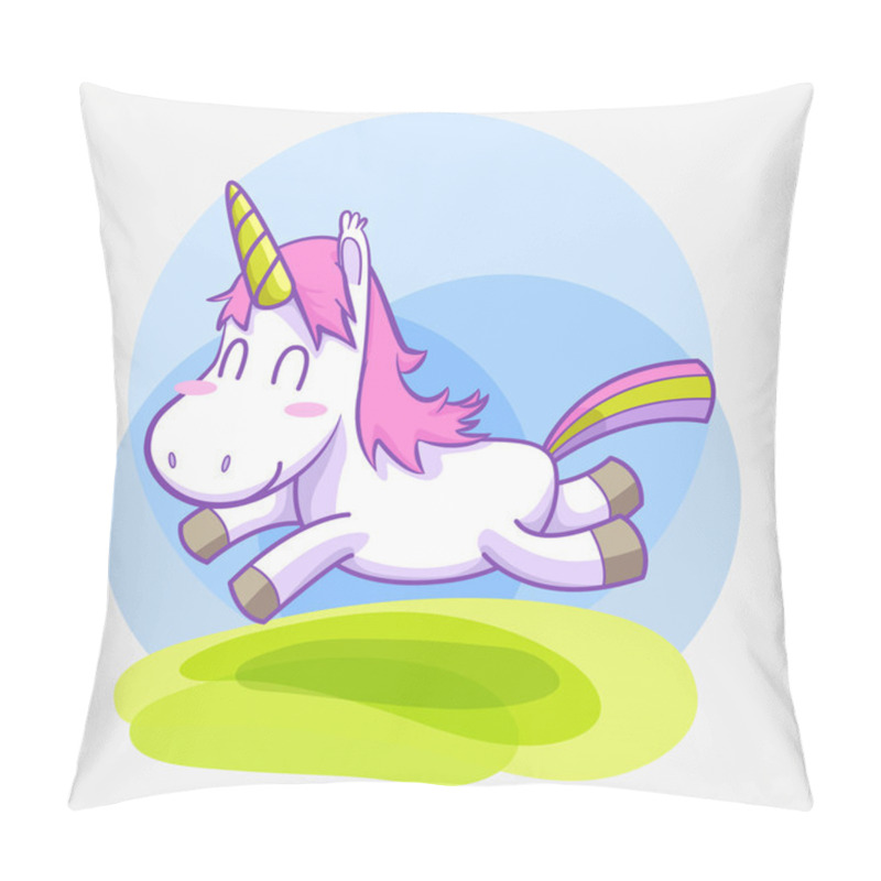 Personality  Unicorn Smile Running Vector Cartoon Pillow Covers