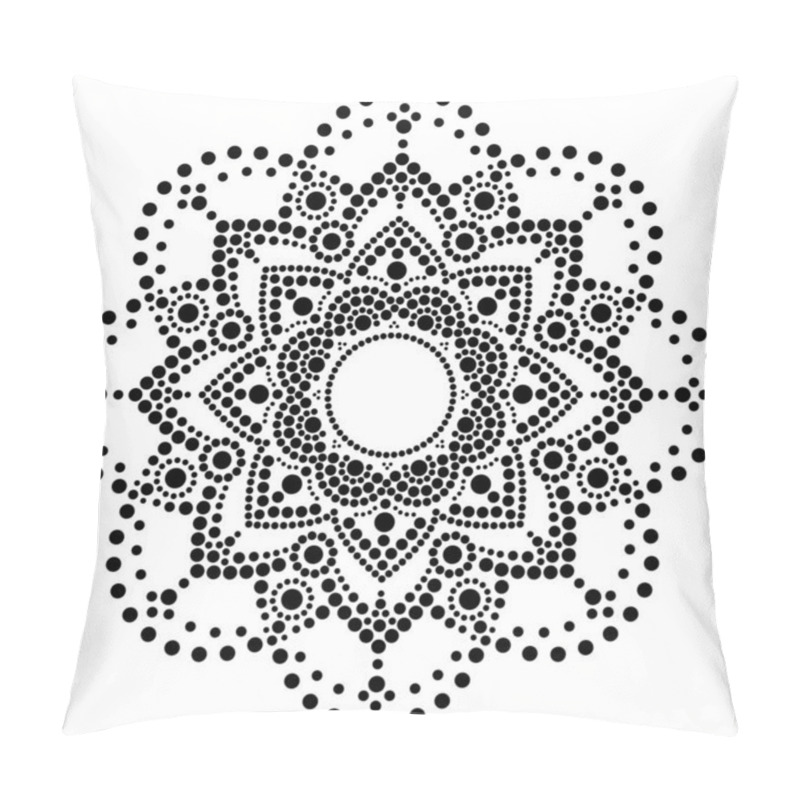 Personality  Dot Art Vector Ethnic Mandala, Traditional Aboriginal Dot Painting Design, Indigenous Decoration From Australia In White On Black Background  Pillow Covers