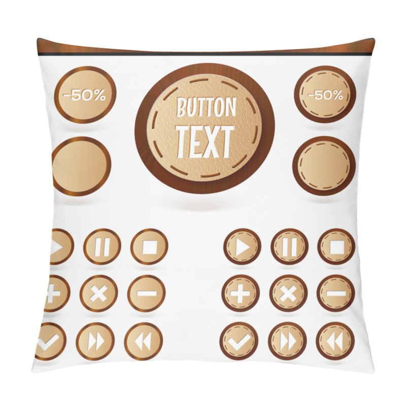 Personality  Set Of Round Wooden Media Player Buttons Pillow Covers