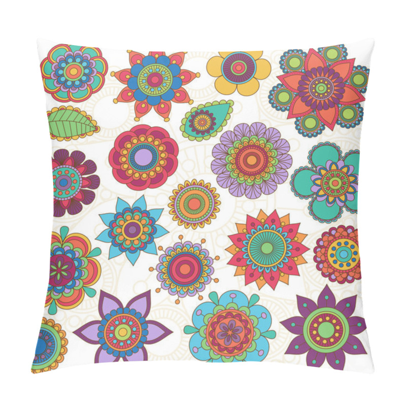 Personality  Vector Collection Of Doodle Style Flowers Or Mandalas Pillow Covers