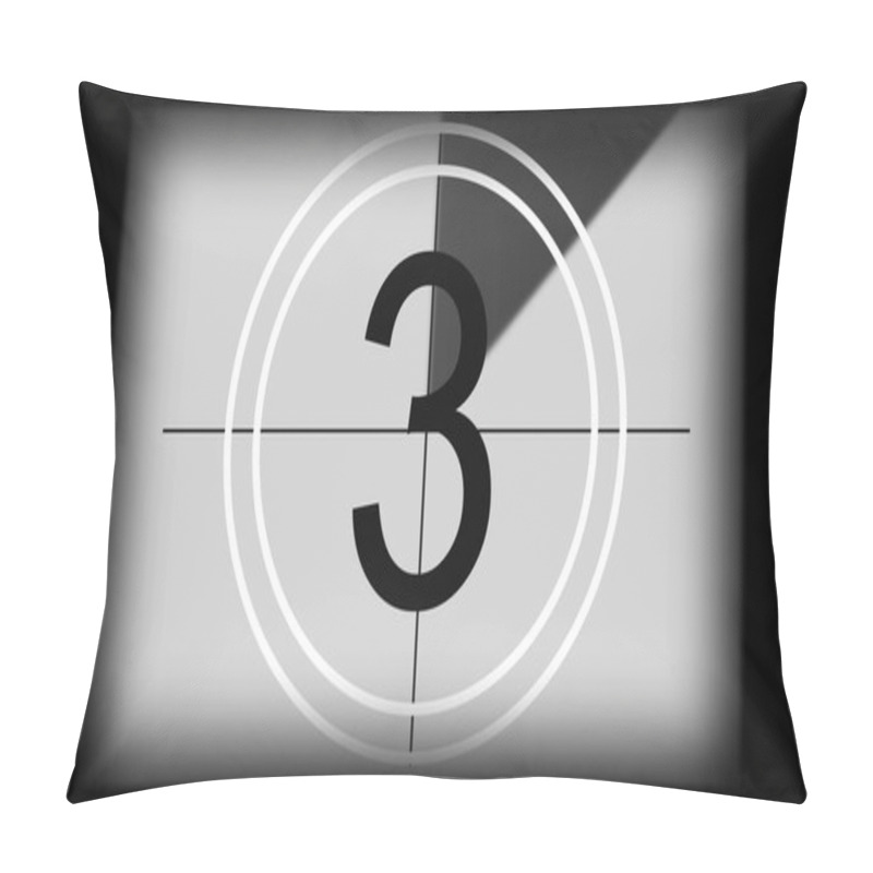 Personality  3D rendering of a monochrome universal countdown film leader. Countdown clock from 10 to 0. Design element of old cinema pillow covers