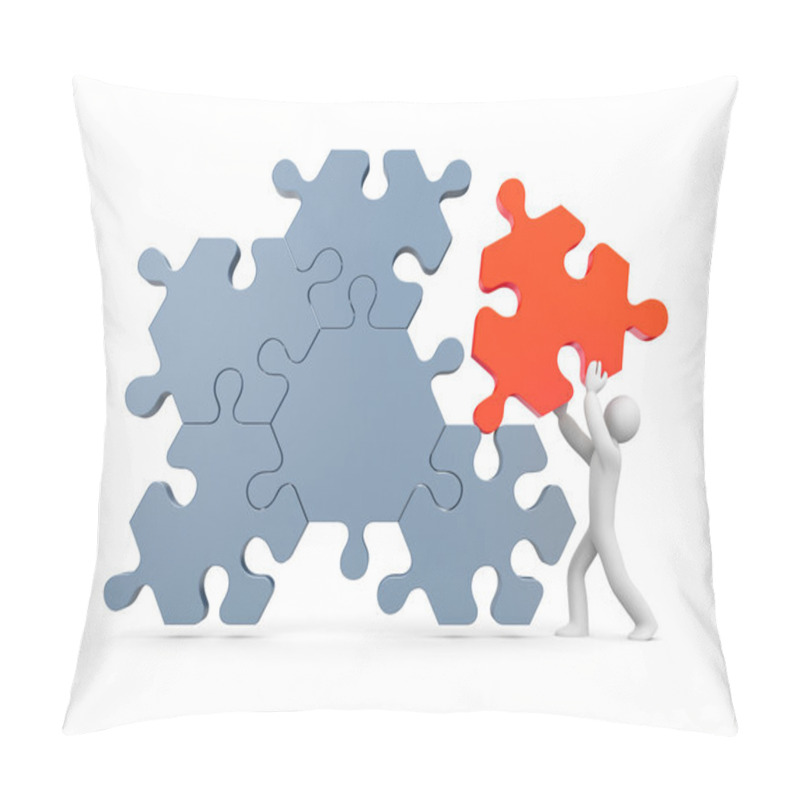 Personality  3d Man Builds An Abstract Structure Pillow Covers