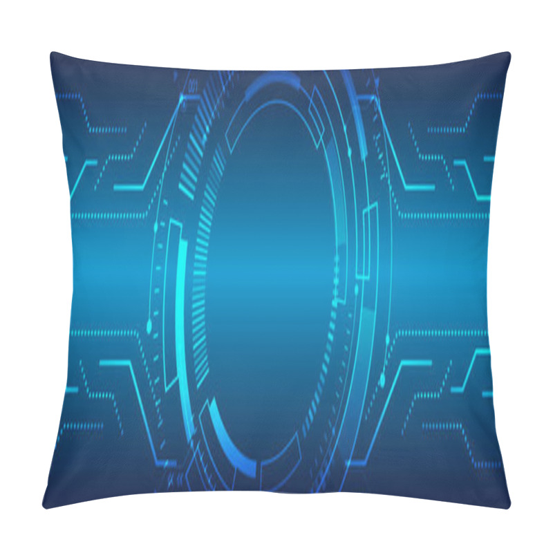 Personality  Hi Tech Circuit Board Design Innovation Concept. Abstract Futuristic Wide Communication Vector Illustration. Sci Fi Technology On The Blue Background. Pillow Covers