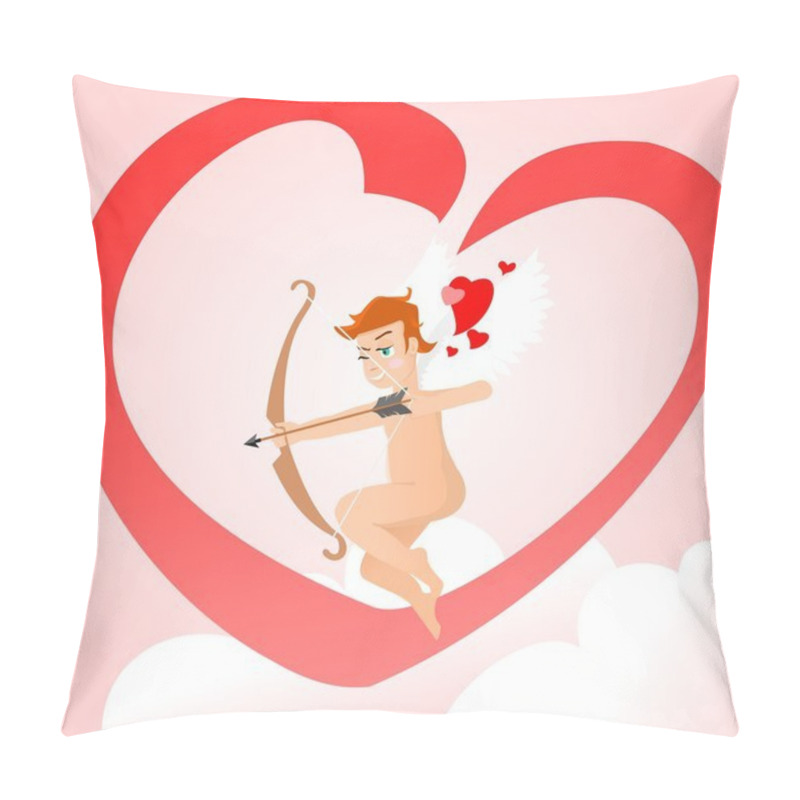 Personality  Valentine With Little Cupid With Bow Pillow Covers