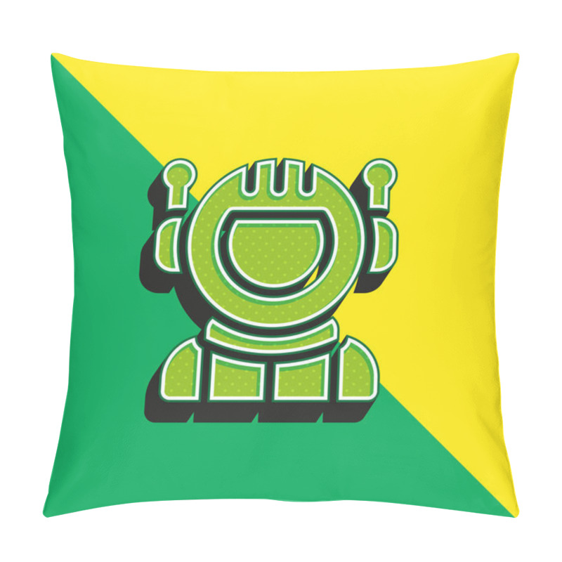 Personality  Astronaut Green And Yellow Modern 3d Vector Icon Logo Pillow Covers