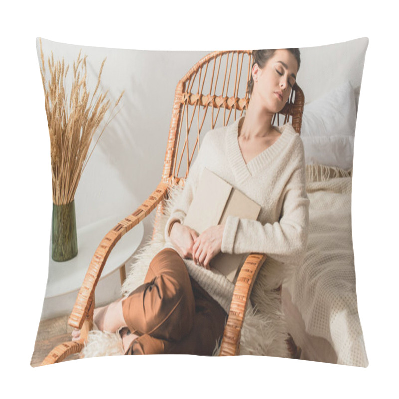 Personality  Young Woman Sleeping In Rocking Chair With Book  Pillow Covers