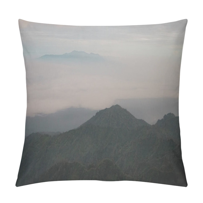 Personality  Volcano Crater. Hiking. Mount Ruang Volcano Summit With Scenic Mountain View. Indonesia        Pillow Covers