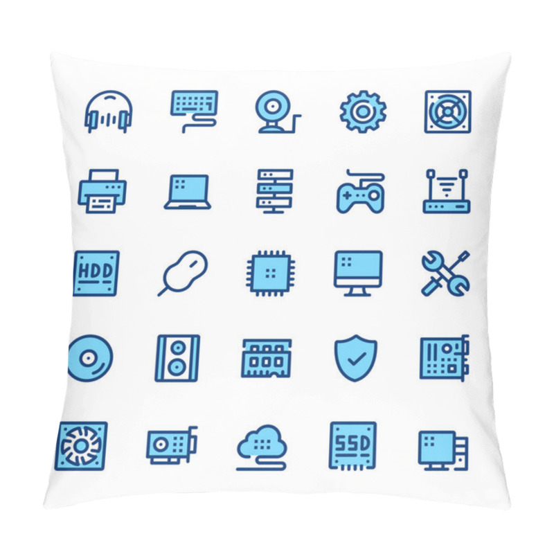 Personality  Computer Hardware, PC Parts Line Icons Set. Modern Graphic Design Concepts, Simple Symbols, Pictograms Collection. Minimal Thin Line Design. Premium Quality. Pixel Perfect. Vector Outline Icons Pillow Covers