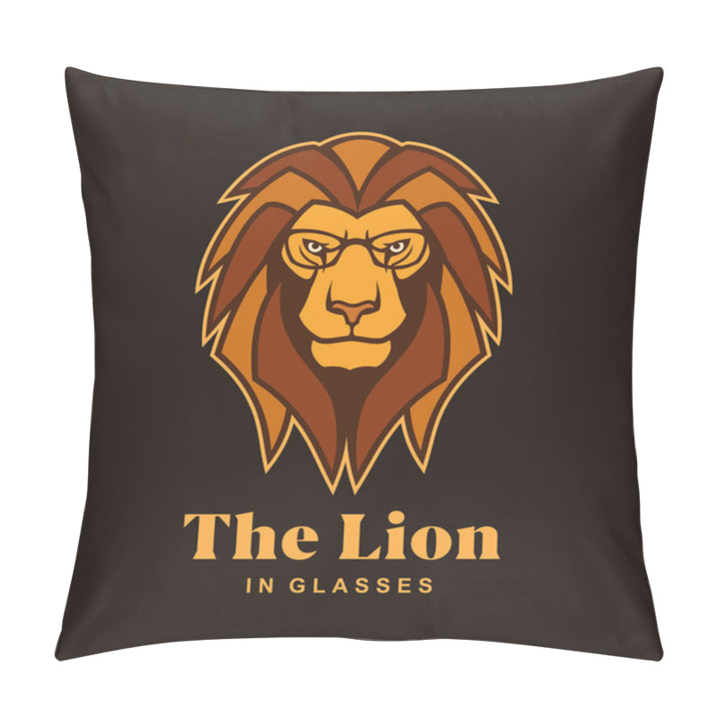 Personality  Lion Head In Glasses. Lion Mascot Character Pillow Covers