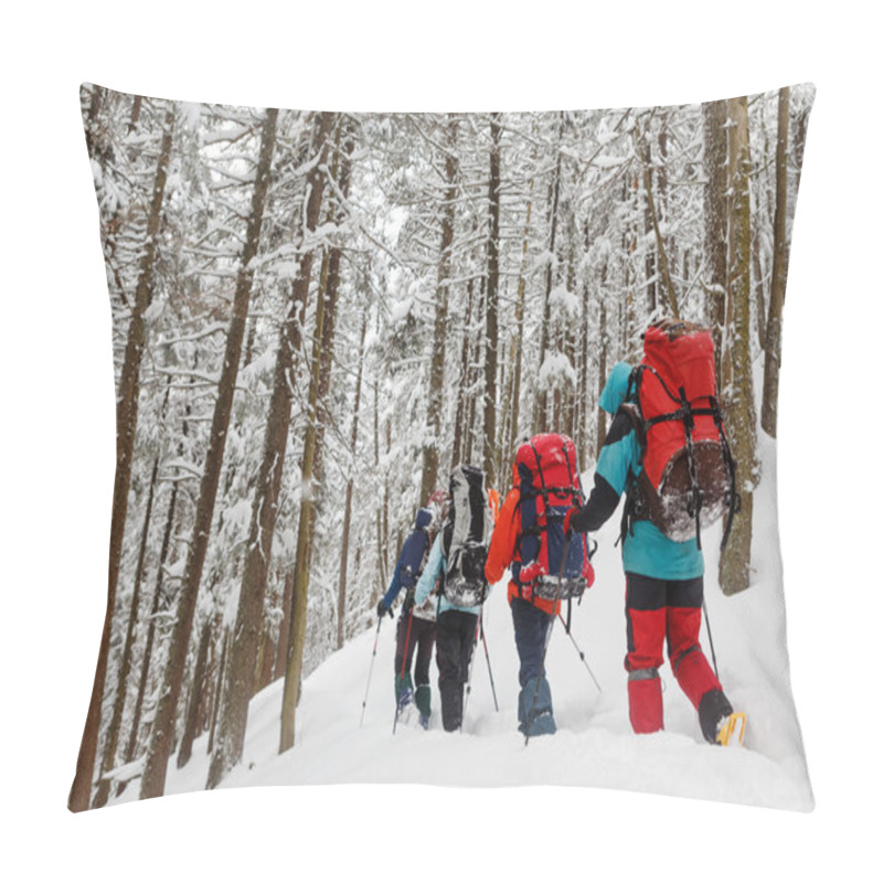 Personality  Group Of Climbers In Winter Pillow Covers