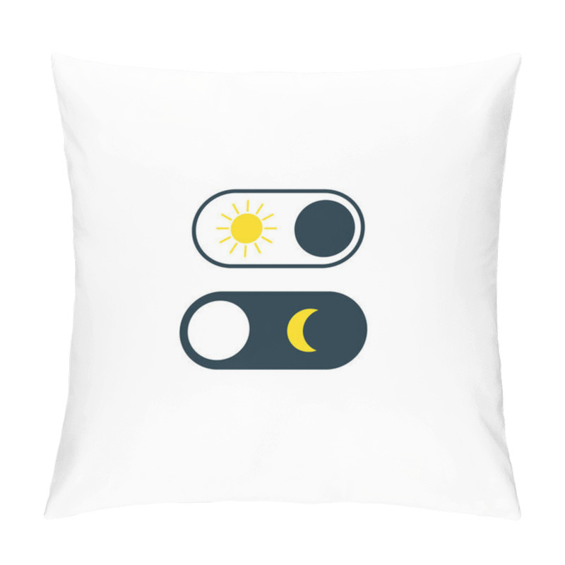 Personality  Sun To Moon Switch Icons. Change Of Night And Day. Interface Design. Switch Button. Vector Pillow Covers