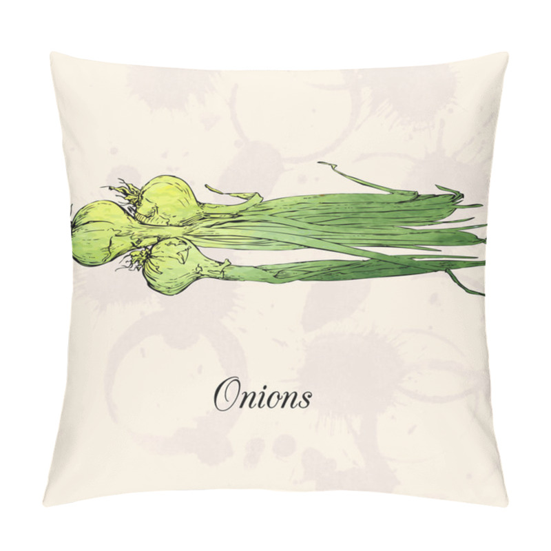 Personality  Hand Drawn Green Onions Pillow Covers