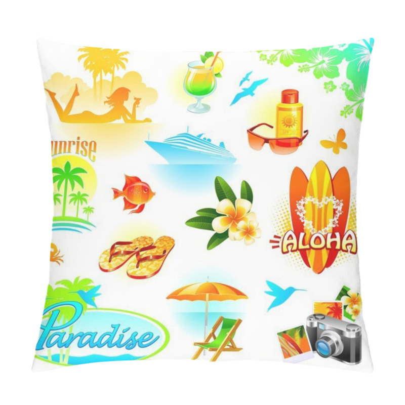 Personality  Tropical Holidays Vector Set Pillow Covers