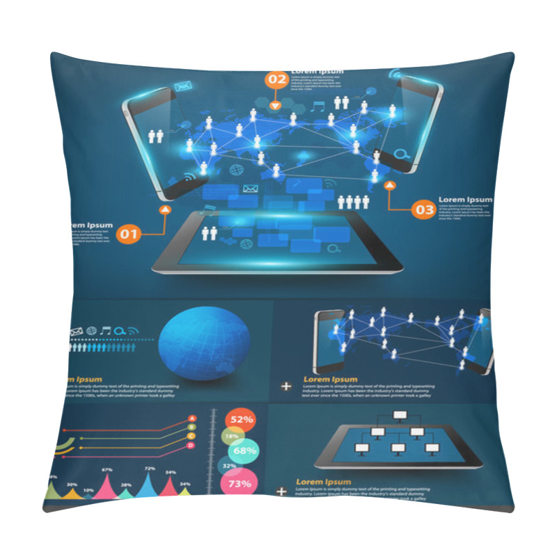 Personality  Modern Infographics Business Technology Communication Pillow Covers