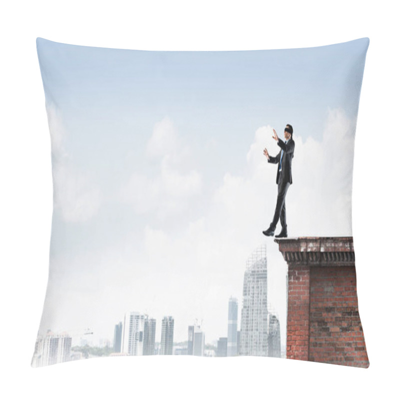 Personality  Businessman With Blindfolder On Eyes Pillow Covers