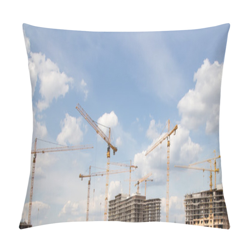 Personality  Cranes On A Construction Site. Industrial Image Pillow Covers