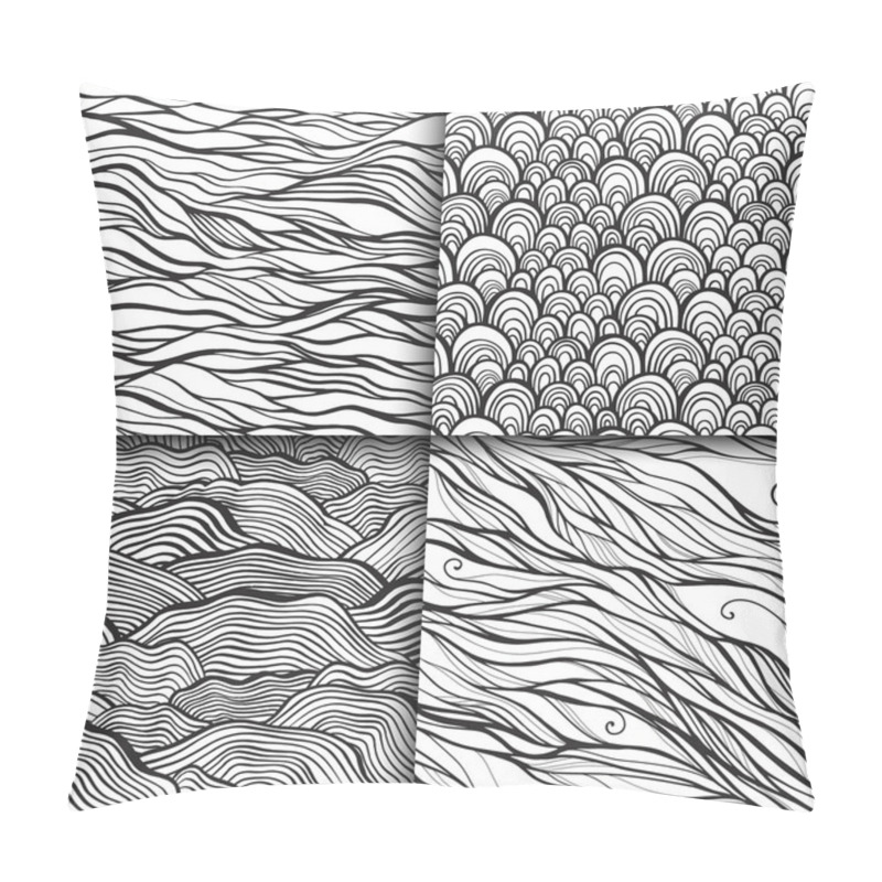 Personality  Neutral Monochrome Doodle Seamless Patterns Set Pillow Covers