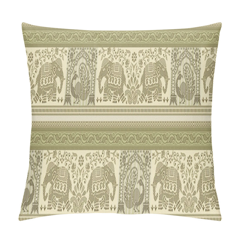 Personality  Seamless Peacock And Elephant Border With Traditional Asian Design Elements Pillow Covers