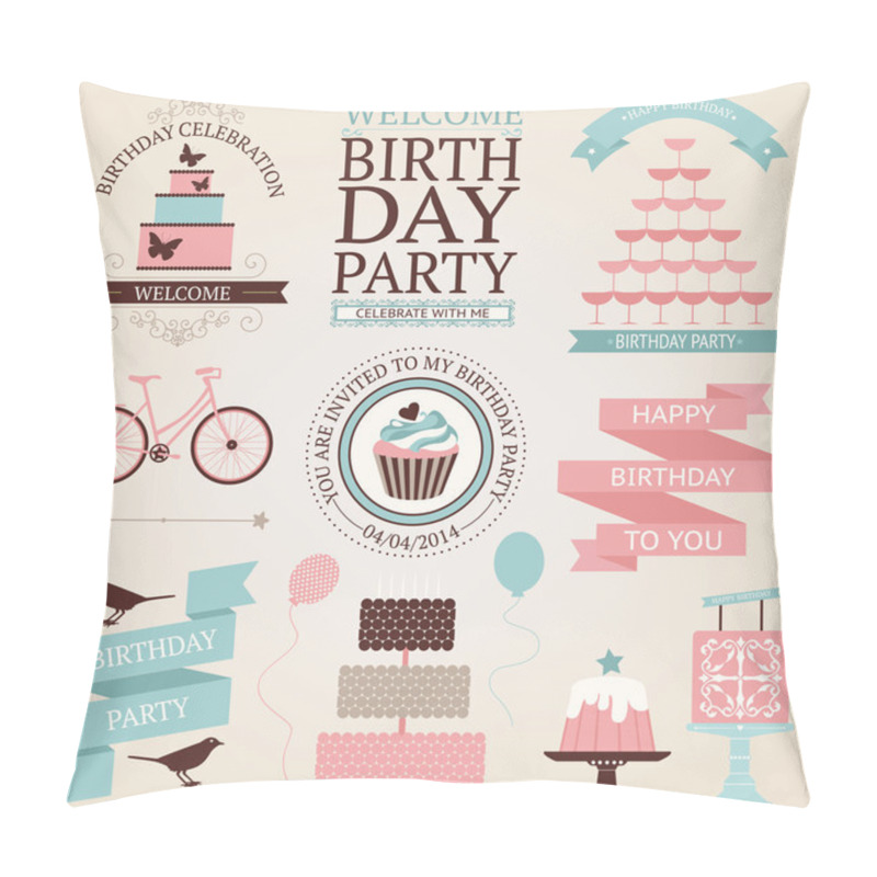 Personality  Birthday Celebration Icons Pillow Covers