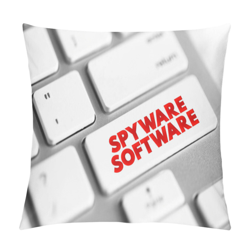 Personality  Spyware Software - Malicious Software That Aims To Gather Information About A Person Or Organization, Text Concept Button On Keyboard Pillow Covers