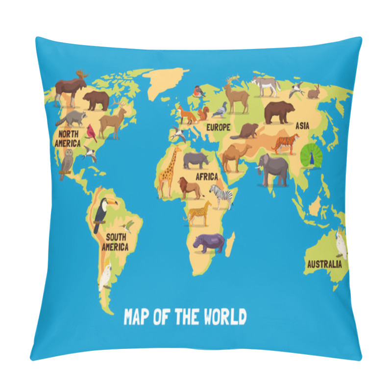 Personality  Animals World Map Pillow Covers