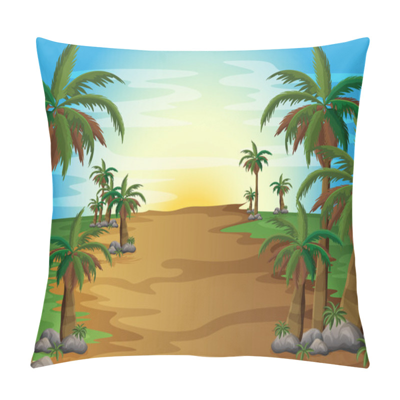 Personality  A Forest With Many Palm Trees Pillow Covers