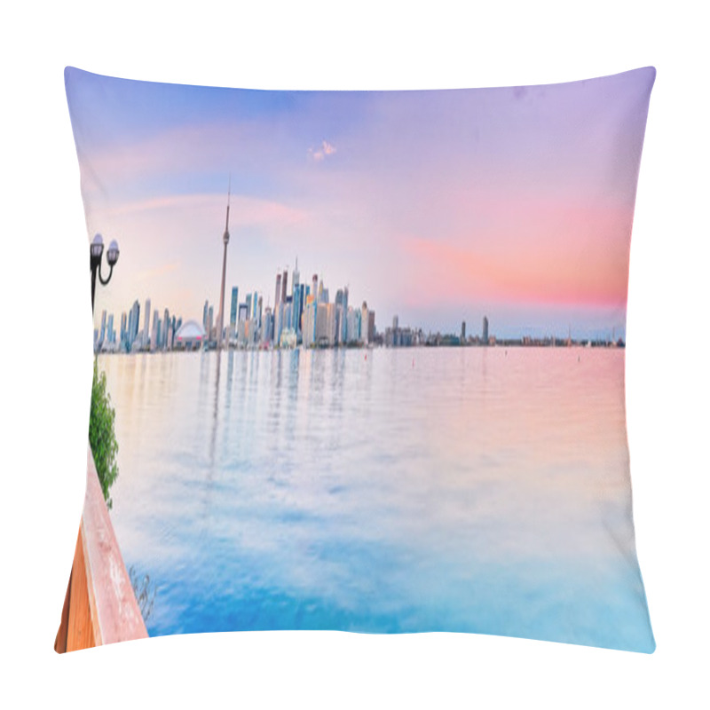 Personality  Panorama Of Toronto City Reflected On The Lake. Pillow Covers