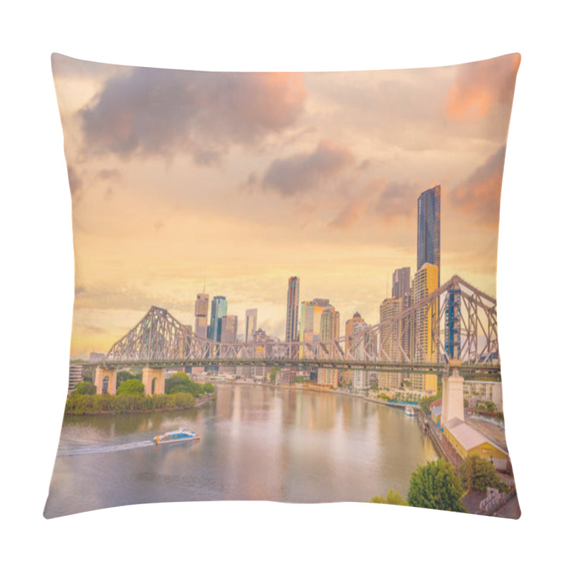 Personality  Brisbane City Skyline And Brisbane River At Twilight In Australia Pillow Covers