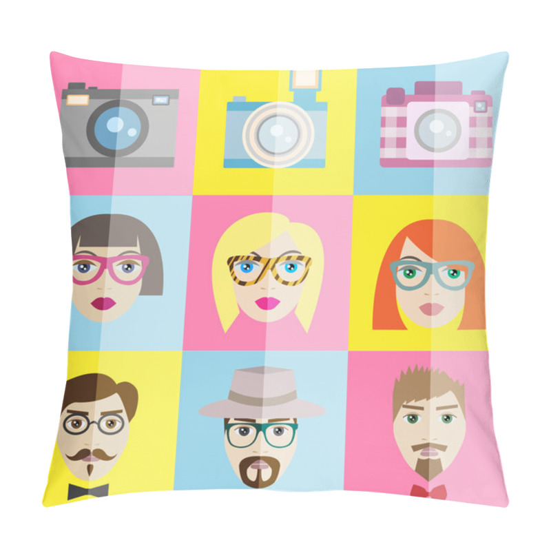 Personality  Hipster Icons Set In Minimalistic Style Pillow Covers