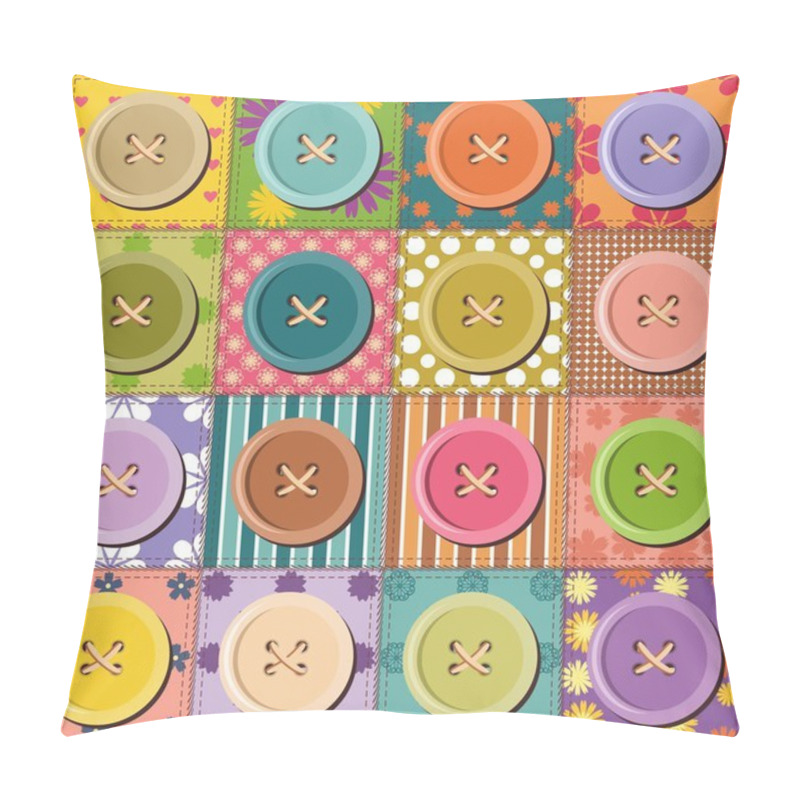 Personality  Patchwork Pattern With Buttons Pillow Covers