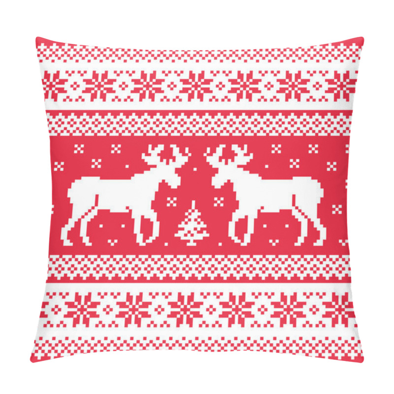 Personality  Christmas And Winter Knitted Pattern With Reindeer Pillow Covers