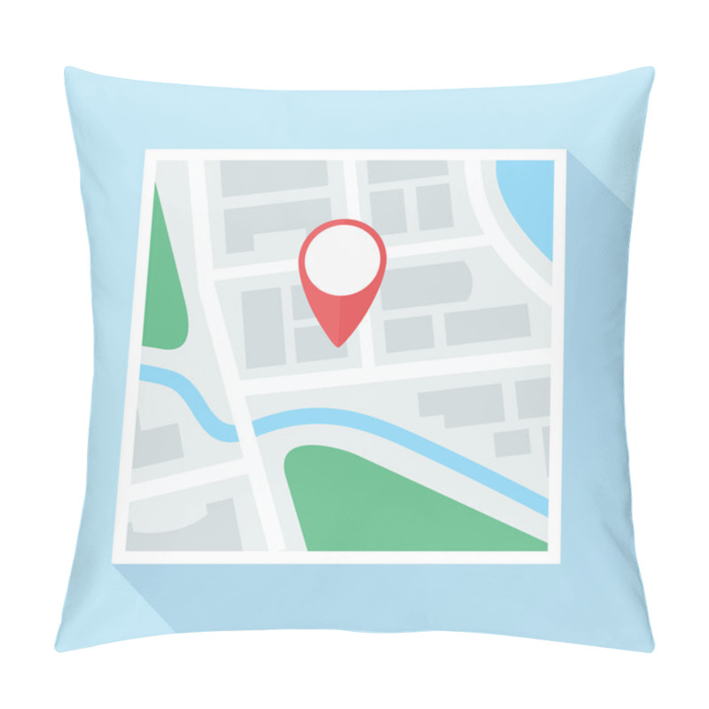 Personality  Map With Location Mark Flat Icon Pillow Covers