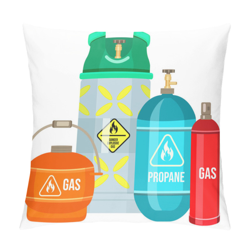 Personality  Set Of Gas Cylinder Tank. Propane Bottle Icon Container. Oxygen Gas Cylinder Canister Fuel Storage Pillow Covers