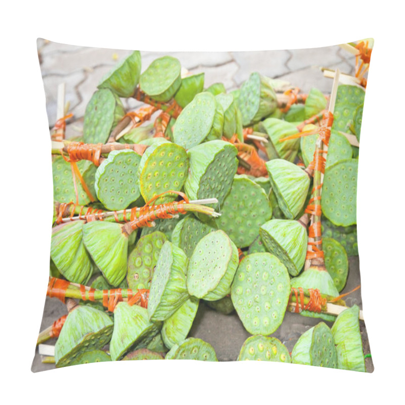 Personality  Lotus Fruit , Seed Pods At Street Market In Cambodia. The Lotus Seeds Are Of Great Importance To East Asian Cuisine And Are Used Extensively In Medicine And Desserts. Pillow Covers