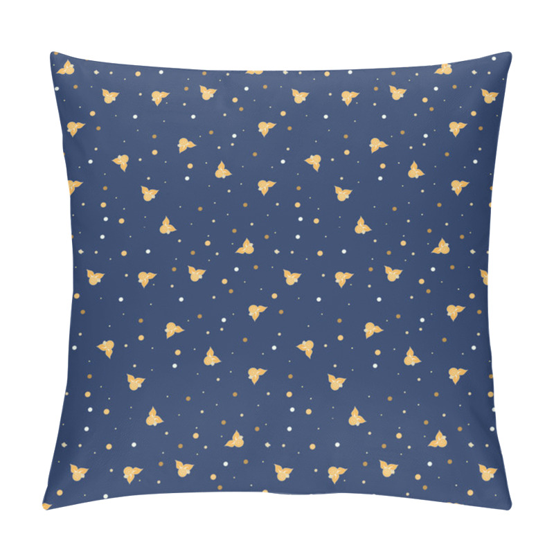 Personality  Dark Blue Background With Yellow Dots And Roses Pillow Covers