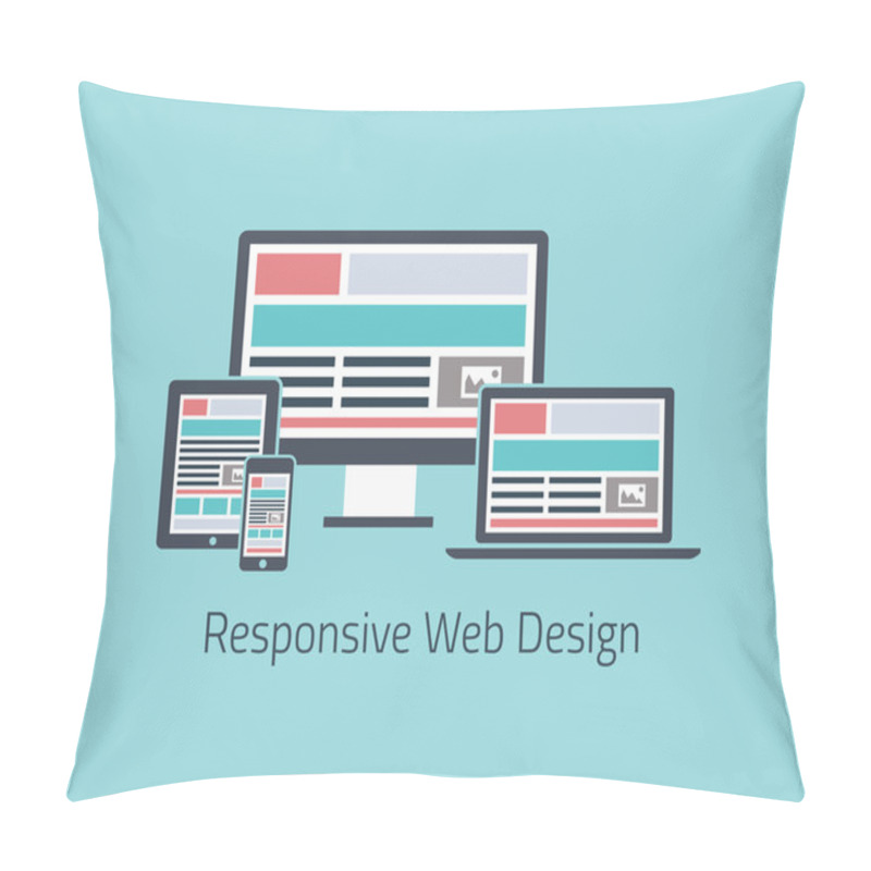 Personality  Responsive Web Design Development Vector Flat Style Pillow Covers