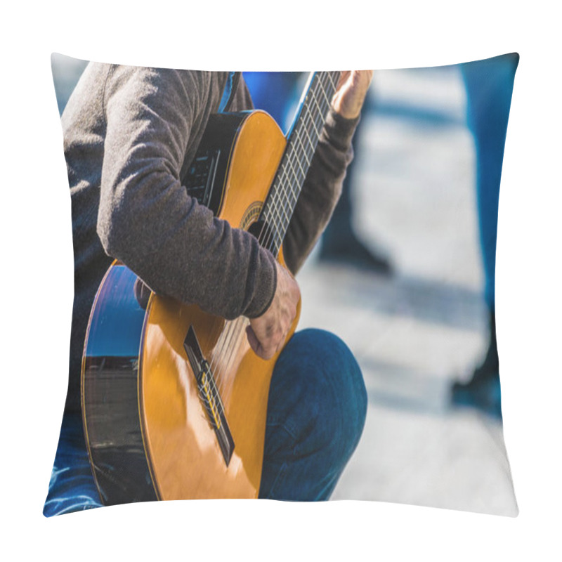 Personality  Man Is Playing Guitar In The Streets Of Venice Pillow Covers