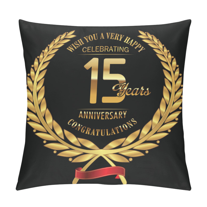 Personality  Anniversary Golden Laurel Wreath 15 Years Pillow Covers