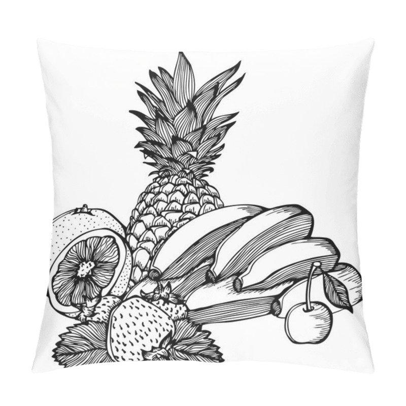 Personality  Bananas Lemon Strawberry Cherry Pineapple Drawing Pillow Covers