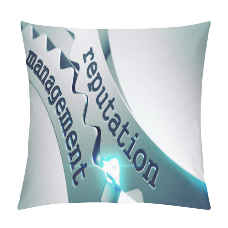 Personality  Reputation Management Concept On The Cogwheels. Pillow Covers