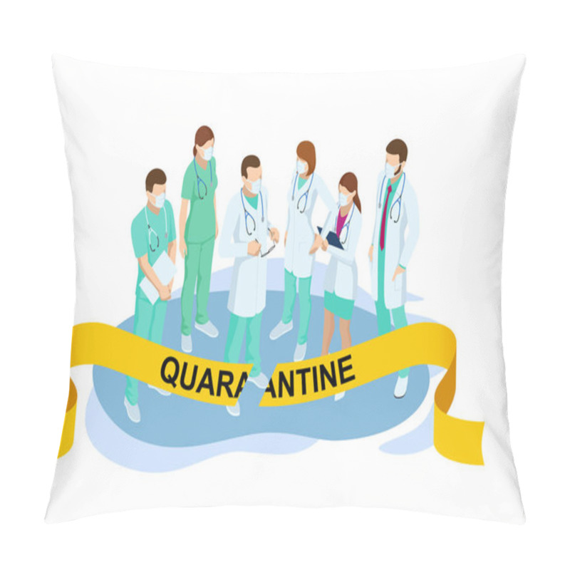 Personality  Quarantine Is Over, Coronavirus Is Finish. Lockdown End Inscription, Coronavirus Quarantine End, Pandemic Over Isometric Concept Pillow Covers